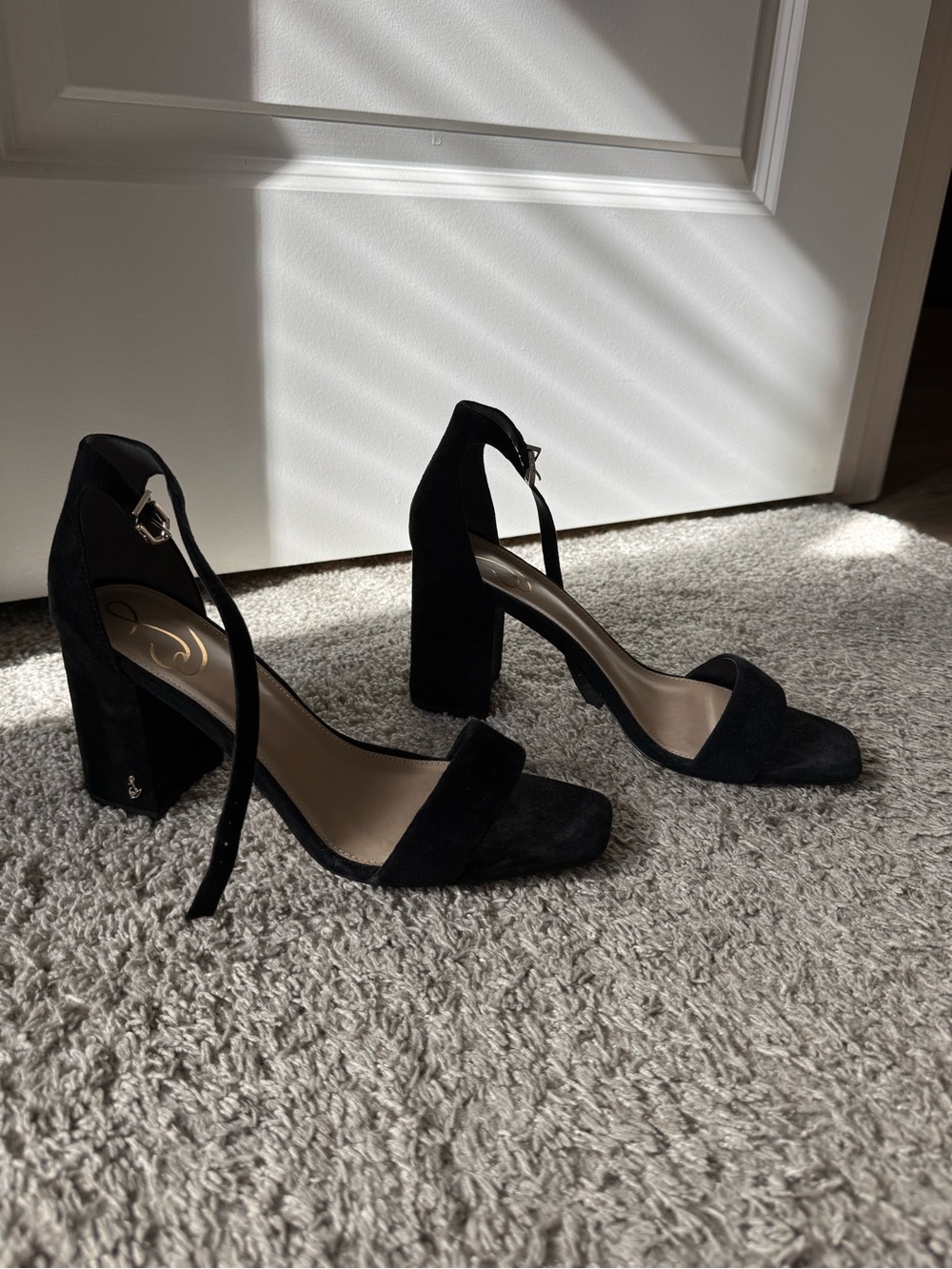 Sam Edelman Daniella Block Heel Sandal in Black Suede